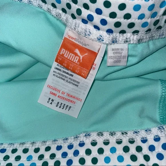 Puma Sportlife Style Dry Cell Blue/Green/White Dots Print Tennis Skort Size L - Picture 8 of 11